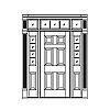 6-Panel door with 4-Lite over single panel sidelites and 5-Lite transom
Panel- Raised
Glazing- SDL 6-Panel door with 4-Lite over single panel sidelites and 5-Lite transom
Panel- Raised
Glazing- SDL