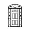 6-Panel door with 3-Lite over single panel sidelites and 6-Lite eliptical top transom
Panel- Raised
Glazing- SDL