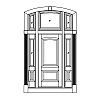 2-Panel door with single lite over single panel sidelites and 3-Lite 3-part segment top transom
Panel- Raised
Glazing- IG