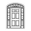 6-Panel door with 3-Lite over single panel sidelites and 6-Panel door with 3-Lite over single panel sidelites and