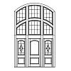 2-Panel door with Single lite over single panel sidelites and 6-Lite 6-Part segment top transom
Panel- Raised
Glazing- IG decorative