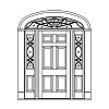 6-Panel door with single lite over single panel sidelites and 