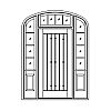 Single planked panel door with 4-Lite with shelf over single panel eliptical top sidelites and 4-Lite eliptical top transom
Panel- V-groove
Glazing- SDL Single planked panel door with 4-Lite with shelf over single panel eliptical top sidelites and 4-Lite eliptical top transom
Panel- V-groove
Glazing- SDL
