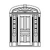 5-Panel door with 4-Lite with shelf over single panel sidelites and 5-Panel door with 4-Lite with shelf over single panel sidelites and