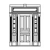 5-Panel door with 4-Lite with shelf over single panel sidelites and single lite transom
Panel- Raised
Glazing- TDL