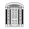 8-Panel door with 4-Lite with shelf over single panel sidelites and 8-Panel door with 4-Lite with shelf over single panel sidelites and