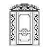 2-Panel door with Full view sidelites and decorative eliptical top transom
Panel- Raised
Glazing- SDL