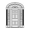 6-Panel door with single lite with shelf over single panel sidelites with 6-Panel door with single lite with shelf over single panel sidelites with