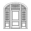 2-Panel door with 15-Lite with shelf over single panel sidelites and 20-Lite 3-part eliptical top transom
Panel- Raised
Glazing- SDL 2-Panel door with 15-Lite with shelf over single panel sidelites and 20-Lite 3-part eliptical top transom
Panel- Raised
Glazing- SDL