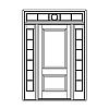 2-Panel door with 6-Lite sidelites and 7-Lite transom
Panel- Raised
Glazing- SDL