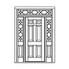 6-Panel door with 4-Lite sidelites and half round decorative transom
Panel- Raised
Glazing- SDL