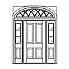 4-Panel door with 3-Lite over single panel sidelites and Gothic style eliptical top transom
Panel- Raised
Glazing- TDL