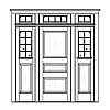 3-Panel door with 8-Lite with shelf over single panel sidelties and 8-Lite 3-part transom
Panel- Raised
Glazing- SDL 3-Panel door with 8-Lite with shelf over single panel sidelties and 8-Lite 3-part transom
Panel- Raised
Glazing- SDL