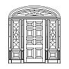 8-Panel door with single lite with shelf over single panel sidelites and 8-Panel door with single lite with shelf over single panel sidelites and