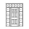 6-Panel door with 5-Lite sidelites and 6-Lite transom
Panel- Raised
Glazing- SDL