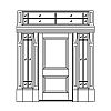 6-Panel door with single lite with shelf over single panel sidelites and 6-Panel door with single lite with shelf over single panel sidelites and