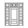 2-Panel door with 4-Lite with shelf over single panel sidelites and 3-Lite 3-part transom
Panel- Raised
Glazing- SDL