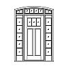 3-Lite over 2-panel door with 5-Lite sidelites and 6-Lite 3-part segment top transom
Panel- Raised
Glazing- SDL 3-Lite over 2-panel door with 5-Lite sidelites and 6-Lite 3-part segment top transom
Panel- Raised
Glazing- SDL