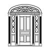 5-Panel door with single lite over single panel sidelites and 
