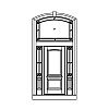 2-Panel with shelf door with 6-Lite with shelf over single panel sidelites and 9-Lite segment top transom
Panel- Raised
Glazing- SDL
