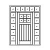6-Lite over single planked panel door with 5-Lite sidelites and 6-Lite transom
Panel- V-groove
Glazing- SDL 6-Lite over single planked panel door with 5-Lite sidelites and 6-Lite transom
Panel- V-groove
Glazing- SDL