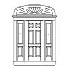 6-Panel door with single lite over single panel sidelites and 