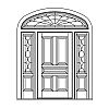 5-Panel door with single lite over single panel sidelites and 5-Panel door with single lite over single panel sidelites and