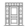 3-Panel door with 3-lite with shelf over single panel sidelites with 6-Lite transom
Panel- Raised
Glazing- SDL