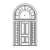 4-Panel door with 4-Lite sidelites and 7-Lite half round transom
Panel- Flat
Glazing- TDL