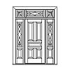 5-Panel door with 1-Lite over 1-panel sidelites and 3-Lite 3-part transom
Panel- Raised
Glazing- Leaded, decorative 5-Panel door with 1-Lite over 1-panel sidelites and 3-Lite 3-part transom
Panel- Raised
Glazing- Leaded, decorative