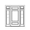 3-Panel single door with 31-Lite sidelites and 2 part- 8-Lite transom
Panel- Raised
Glazing- Leaded, decorative