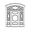 3-Panel door with 11-Lite over single panel sidelites and 13-Lite transom, ellipse
Panel- Raised
Glazing- Leaded, decorative