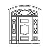 3-Panel door with 11-Lite over single panel sidelites and 13-Lite transom, ellipse
Panel- Raised
Glazing- Leaded, decorative