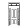 4-Panel single door with 4-Lite over single panel sidelites and 4-Lite over single panel transom, half columns
Panel- Raised
Glazing- IG