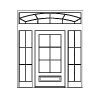 6-lite over 1-Panel single door with 6-Lite sidelites and 12-Lite arched transom, ellipse
Panel- Raised
Glazing- IG