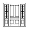 5-Panel door with 8-Lite over single panel sidelites
Panel- Raised
Glazing- SDL