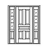 5-Panel door with 3-Lite over single panel sidelites
Panel- Raised
Glazing- SDL