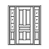 5-Panel door with 3-Lite over single panel sidelites
Panel- Raised
Glazing- SDL