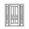 5-Panel door with 3-Panel sidelites
Panel- Raised
Glazing- None