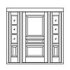 3-Panel door with 3-Lite over single panel sidelites
Panel- Raised
Glazing- SDL