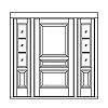 3-Panel door with 3-Lite over single panel sidelites
Panel- Raised
Glazing- SDL