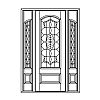Single decorative lite over single panel door with single lite over single panel sidelites
Panel- Raised
Glazing- IG decorative