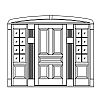 5-Panel door with 4-Lite over single panel sidelites
Panel- Raised
Glazing- SDL