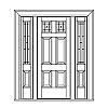 2-Lite over 4-panel door with 2-Lite over single panel sidelites
Panel- Raised
Glazing- SDL