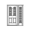 2-Lite over 2-panel door with single lite sidelite
Panel- Raised
Glazing- Leaded with half-round top