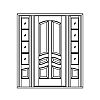 6-Panel door with 4-Lite over single panel sidelites
Panel- Raised
Glazing- TDL