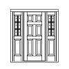 6-Panel door with 6-Lite over single panel sidelites
Panel- Raised
Glazing- TDL