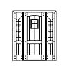 4-Lite 2-planked panel door with 14-Lite over single planked panel sidelites
Panel- V-groove
Glazing-SDL