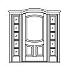 3-Panel segment top door with 5-Lite sidelites
Panel- Raised
Glazing- TDL