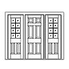6-Panel door with 8-Lite over 2-panel sidelites
Panel- Raised
Glazing- SDL